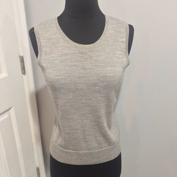 AnnTaylor Sleeveless Gray Sweater Scoop Sz S - Picture 1 of 6